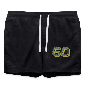 60. 60 ANS. 60e ANNIVERSAIRE. ANNIVERSAIRE 60 ANS. - Short de bain - noir - Devant - AI Model Male 185 light (185cm)