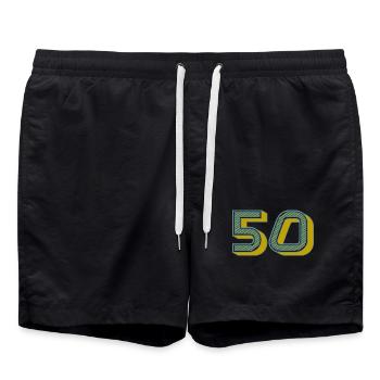 50. 50 ANS. 50e ANNIVERSAIRE. ANNIVERSAIRE 50 ANS. - Short de bain - noir - Devant - AI Model Male 185 light (185cm)