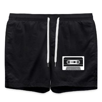 kassette retro Musik Tonträger vintage Symbol - Badeshorts - Schwarz - Vorne - AI Model Male 185 light (185cm)