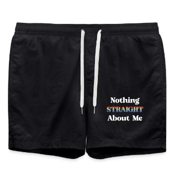 LGBT Pride Month - Nichts Gerades über mich - Badeshorts - Schwarz - Vorne - AI Model Male 185 light (185cm)