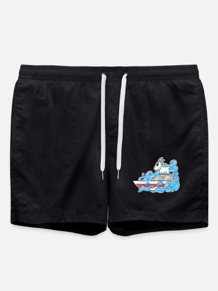 Goat Boat Funny Waves - Swim Trunks - black
