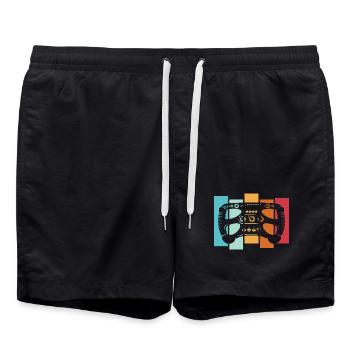 Rétro Racing Sim Formula Volant Logo de voiture vintage - Short de bain - noir - Devant - AI Model Male 185 light (185cm)