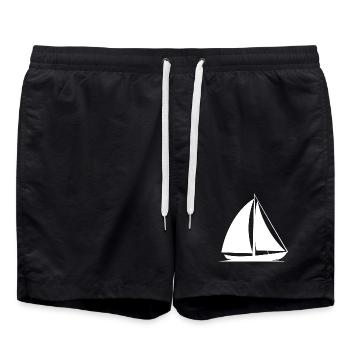 Sailboat Line Art - Swim Trunks - black - Front - AI Model Male 185 light (185cm)