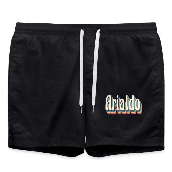 Arialdo t-shirt rétro t-shirt vintage - Short de bain - noir - Devant - AI Model Male 185 light (185cm)