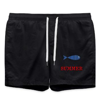 POISSON. POISSON D'AVRIL. VACANCES. ETE. HUMOUR - Short de bain - noir - Devant - AI Model Male 185 light (185cm)