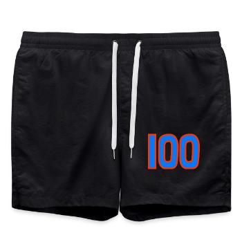 100. 100 JAHRE. 100-JÄHRIGES JUBILÄUM. GEBURTSTAG 100 - Badeshorts - Schwarz - Vorne - AI Model Male 185 light (185cm)