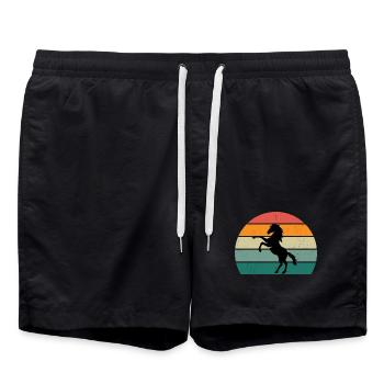 Conception rétro de la silhouette du cheval - Short de bain - noir - Devant - AI Model Male 185 light (185cm)