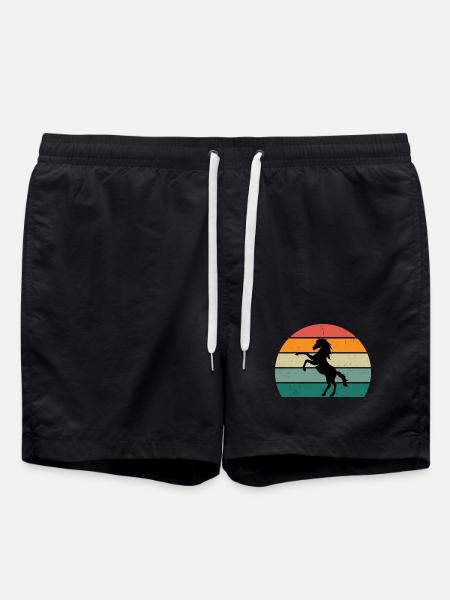 Retro Horse Silhouette Design - Swim Trunks - black