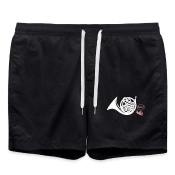 Waldhorn Hornist - Badeshorts - Schwarz - Vorne - AI Model Male 185 light (185cm)