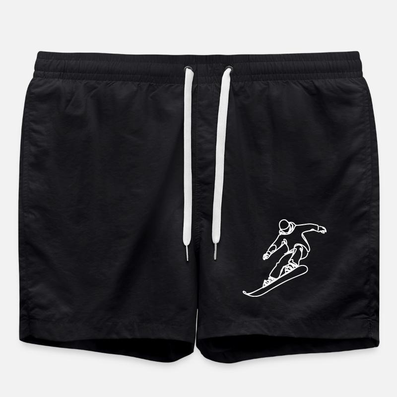 Snowboarder Drawing - Swim Trunks - black
