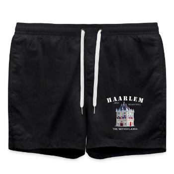 Haarlem Facade De Waag, Netherlands Hand Drawing - Swim Trunks - black - Front - AI Model Male 185 light (185cm)