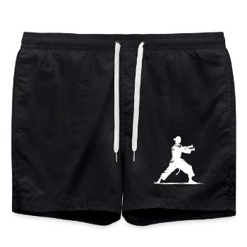 Karate Mädchen Skizze - Badeshorts - Schwarz - Vorne - AI Model Male 185 light (185cm)