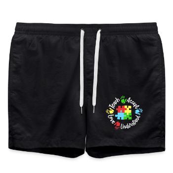 Autismus Bewusstsein Lehrer - Badeshorts - Schwarz - Vorne - AI Model Male 185 light (185cm)