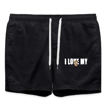 I love my Dog - white Font - Badeshorts - Schwarz - Vorne - AI Model Male 185 light (185cm)