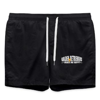 Golden Retrievers makes me happy - Badeshorts - Schwarz - Vorne - AI Model Male 185 light (185cm)