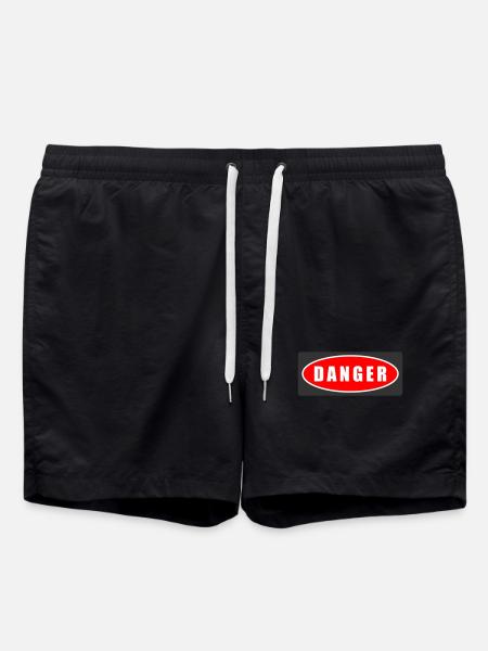 T-shirt ovale à motif d’alerte de danger - Short de bain - noir