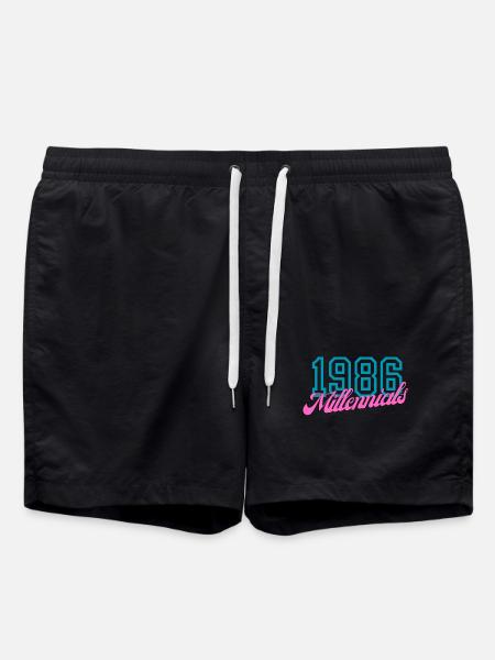 1986 Millennials Retro Numeric Design - Swim Trunks - black