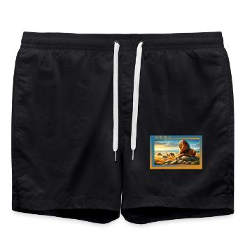 Afrika Löwe am Sonnenuntergang - Badeshorts - Schwarz - Vorne - AI Model Male 185 light (185cm)
