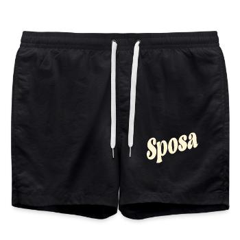 Mariée italienne - Mariage Italie Sposa - Short de bain - noir - Devant - AI Model Male 185 light (185cm)