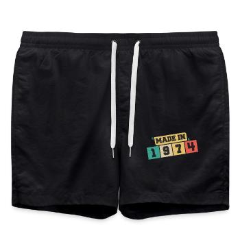 1974 anniversaire 1974 né en 1974 anniversaire - Short de bain - noir - Devant - AI Model Male 185 light (185cm)
