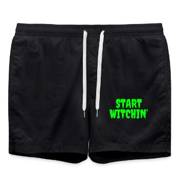 Vibrant Green Witching Start Phrase - Swim Trunks - black - Front - AI Model Male 185 light (185cm)