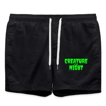 Creature of the Night Horror Text - Swim Trunks - black - Front - AI Model Male 185 light (185cm)