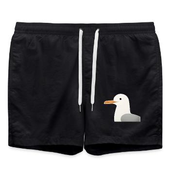 Minimaliste Mouette Design Oiseaux Animal Illustrati - Short de bain - noir - Devant - AI Model Male 185 light (185cm)