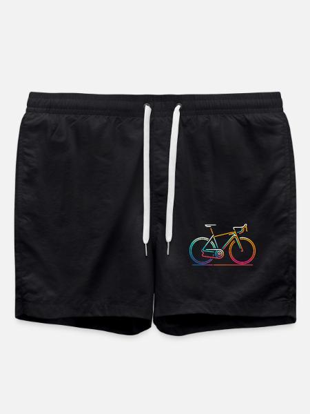Vibrant Cycling Line Art - Swim Trunks - black