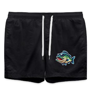 Barsch Angeln - Badeshorts - Schwarz - Vorne - AI Model Male 185 light (185cm)