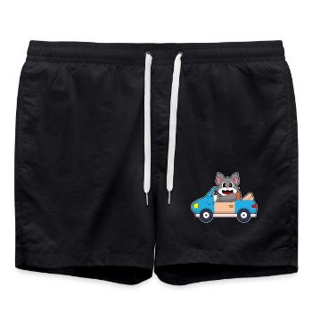 Katze Auto - Badeshorts - Schwarz - Vorne - AI Model Male 185 light (185cm)