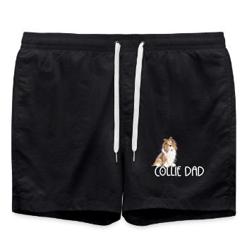 Happy Collie Papa I Collie Rough I Collie à poil long - Short de bain - noir - Devant - AI Model Male 185 light (185cm)