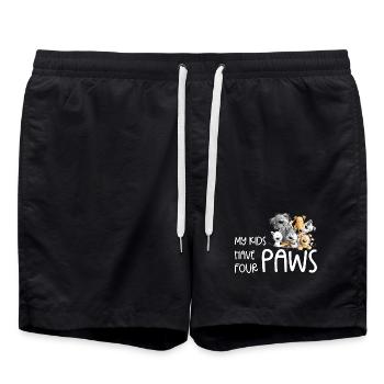 Caca de chien Chien disant que mes enfants ont des pattes - Short de bain - noir - Devant - AI Model Male 185 light (185cm)