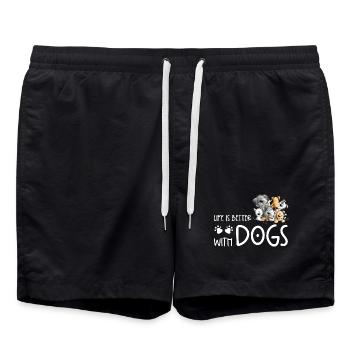 Hunde Hundehaufen Hund Life Is Better With Dogs - Badeshorts - Schwarz - Vorne - AI Model Male 185 light (185cm)