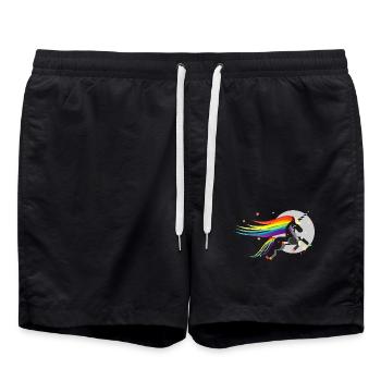 Schwarzes Einhorn – Mystisch und farbenfroh - Badeshorts - Schwarz - Vorne - AI Model Male 185 light (185cm)