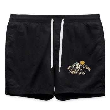 retro Berge Landschaft Natur vintage Berg wandern - Badeshorts - Schwarz - Vorne - AI Model Male 185 light (185cm)