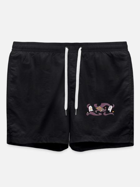 Ghosts Baking Cookies - Wide Motif - Swim Trunks - black