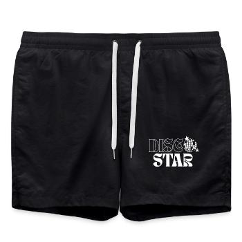 Motif d’étoiles disco rétro - Short de bain - noir - Devant - AI Model Male 185 light (185cm)