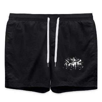 Wald Mond Explosion Baum Natur Illustration Logo - Badeshorts - Schwarz - Vorne - AI Model Male 185 light (185cm)