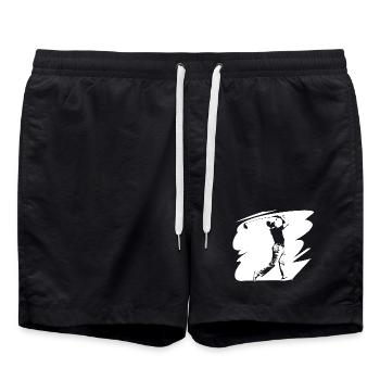 Golfer Skizze - Badeshorts - Schwarz - Vorne - AI Model Male 185 light (185cm)