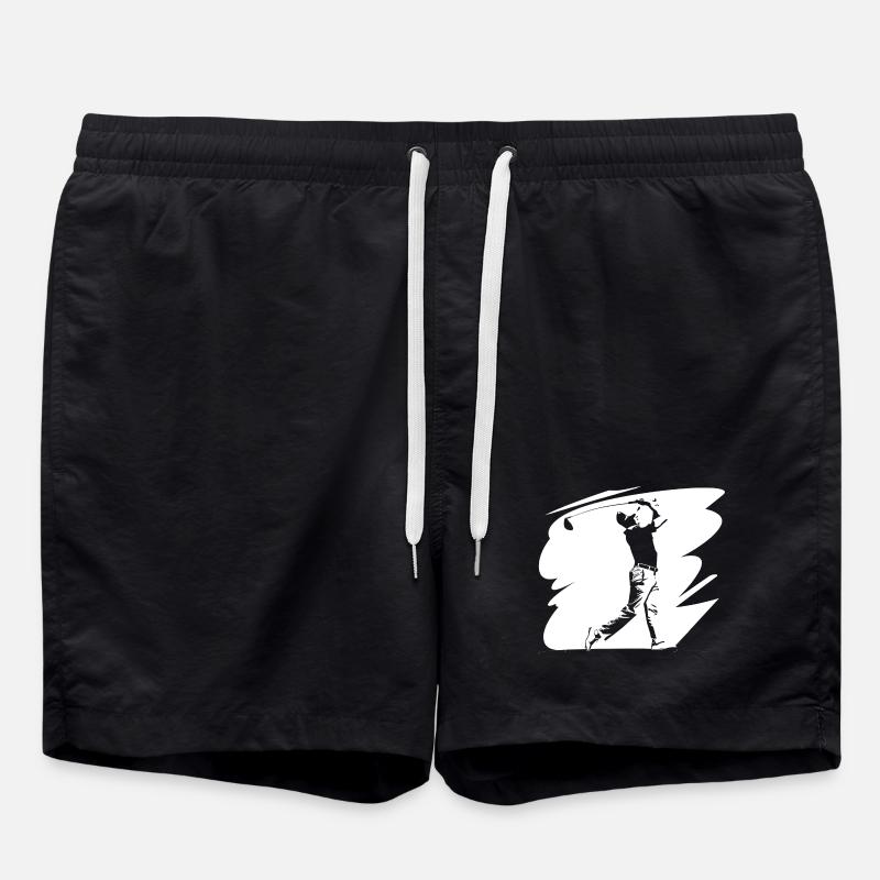 Golfer Sketch - Swim Trunks - black