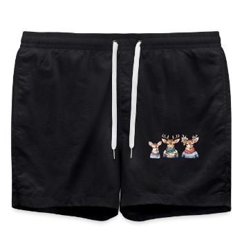 Winterhirsche Pullover-Trio - Badeshorts - Schwarz - Vorne - AI Model Male 185 light (185cm)
