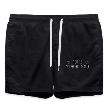 Chemise noire arc-en-ciel You’re My Perfect Match - Short de bain - noir - Devant - AI Model Male 185 light (185cm)