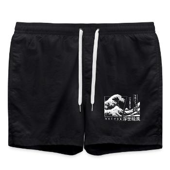 die große Welle vor Kanagawa Japan - Badeshorts - Schwarz - Vorne - AI Model Male 185 light (185cm)