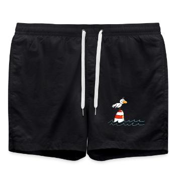 Drôle de mouette veut la mer - Short de bain - noir - Devant - AI Model Male 185 light (185cm)