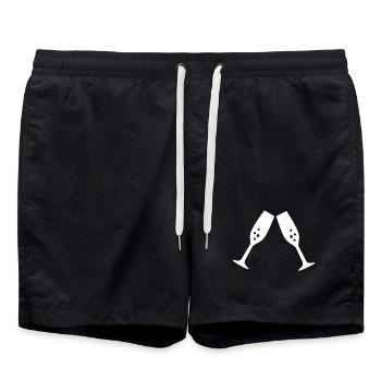 Sekt Sektglas Geschenk Weihnachten - Badeshorts - Schwarz - Vorne - AI Model Male 185 light (185cm)
