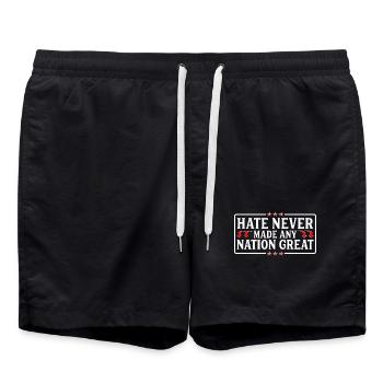 La haine n’a jamais fait d’aucune nation une grande anti- - Short de bain - noir - Devant - AI Model Male 185 light (185cm)