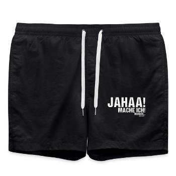 Jahaa mache ich morgen vielleicht Spruch - Badeshorts - Schwarz - Vorne - AI Model Male 185 light (185cm)