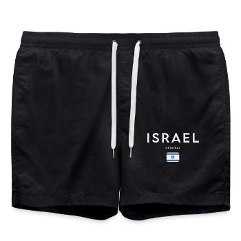 Flagge Israels, israelischer Stolz - Badeshorts - Schwarz - Vorne - AI Model Male 185 light (185cm)