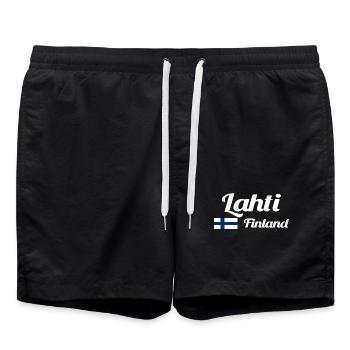 Lahti, Finlande - Imprimés élégants - Short de bain - noir - Devant - AI Model Male 185 light (185cm)