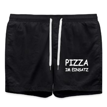Pizza - Badeshorts - Schwarz - Vorne - AI Model Male 185 light (185cm)